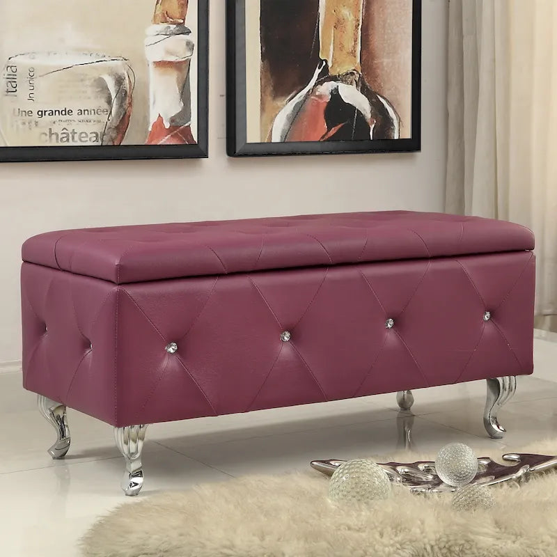 Banc de rangement capitonné