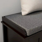 Pouf coffre à chaussures d'entrée HOMCOM avec étagères réglables, 6 compartiments et assise rembourrée, blanc/gris