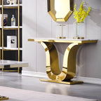 Console rectangulaire de luxe de 127 cm (50 pouces) avec piètement en U en acier inoxydable, idéale pour le salon ou l'entrée.