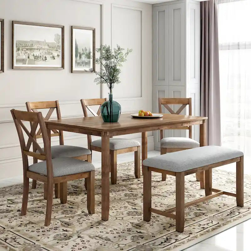 Ensemble table et chaises de cuisine Nestfair 6 pièces avec 4 chaises