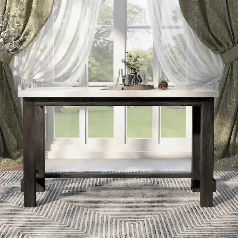 Ensemble de salle à manger 5 pièces en bois massif rustique Shap, hauteur comptoir, par Furniture of America