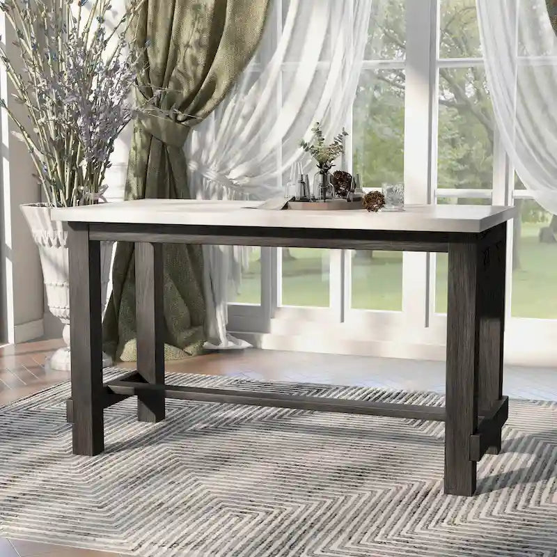 Ensemble de salle à manger 5 pièces en bois massif rustique Shap, hauteur comptoir, par Furniture of America