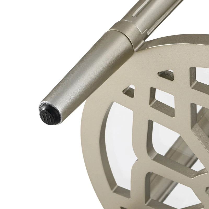 Table d'appoint ronde à deux niveaux en verre trempé argenté COSIEST avec étagère de rangement