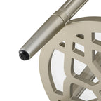 Table d'appoint ronde à deux niveaux en verre trempé argenté COSIEST avec étagère de rangement