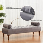 Banc de chambre en velours rose/beige/bleu/gris capitonné avec boutons 60,2.