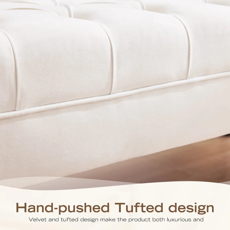 Banc de chambre en velours rose/beige/bleu/gris capitonné avec boutons 60,2.