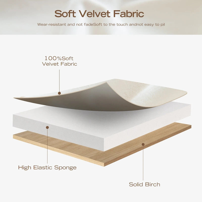 Banc de chambre en velours rose/beige/bleu/gris capitonné avec boutons 60,2.