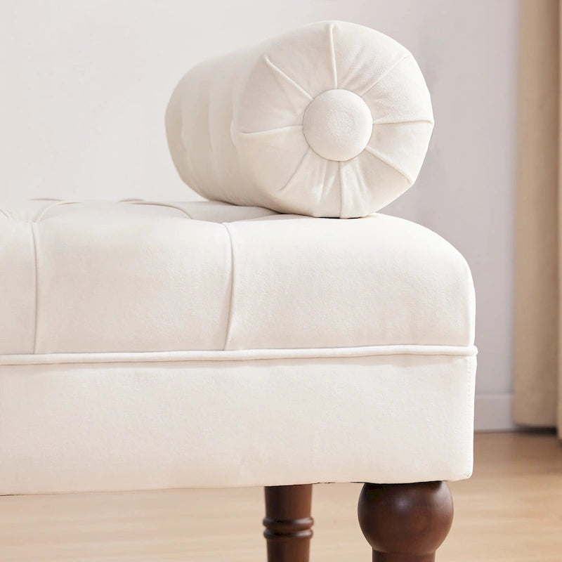 Banc de chambre en velours rose/beige/bleu/gris capitonné avec boutons 60,2.