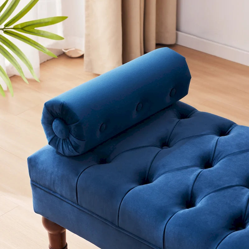 Banc de chambre en velours rose/beige/bleu/gris capitonné avec boutons 60,2.