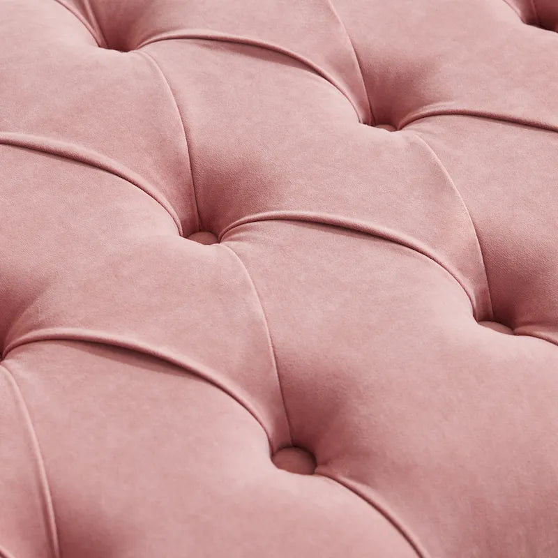 Banc de chambre en velours rose/beige/bleu/gris capitonné avec boutons 60,2.