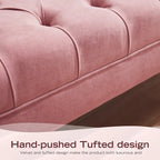 Banc de chambre en velours rose/beige/bleu/gris capitonné avec boutons 60,2.