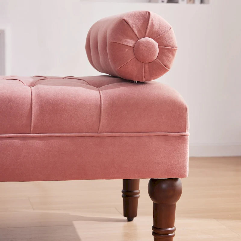 Banc de chambre en velours rose/beige/bleu/gris capitonné avec boutons 60,2.
