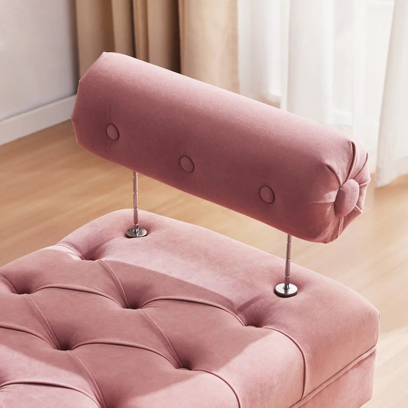 Banc de chambre en velours rose/beige/bleu/gris capitonné avec boutons 60,2.