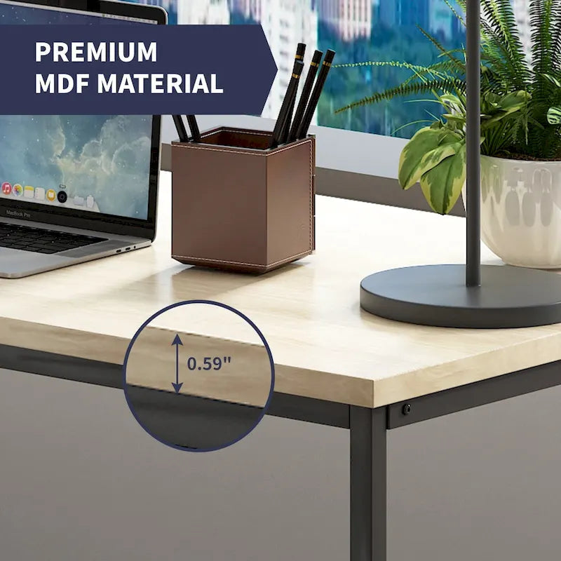 Bureau d'ordinateur Mixoy en forme de L avec tiroirs, grand bureau d'angle, bureau de direction moderne, poste de travail avec table d'écriture