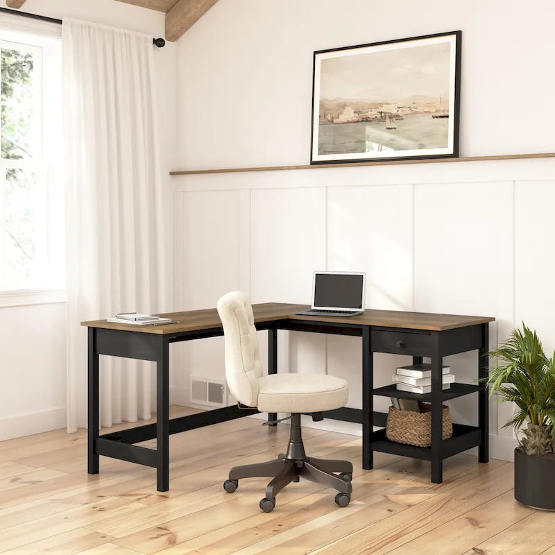 Bureau d'ordinateur en L Mayfield 60W avec rangement, par Bush Furniture