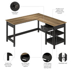 Bureau d'ordinateur en L Mayfield 60W avec rangement, par Bush Furniture