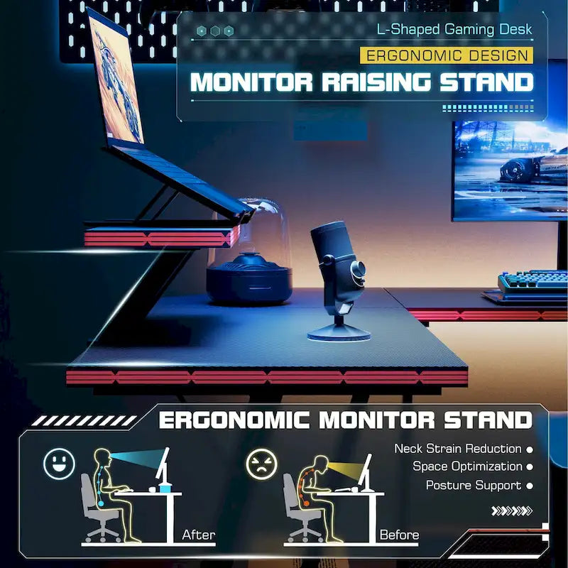 Bureau d'angle Homall en forme de L pour ordinateur, bureau d'écriture