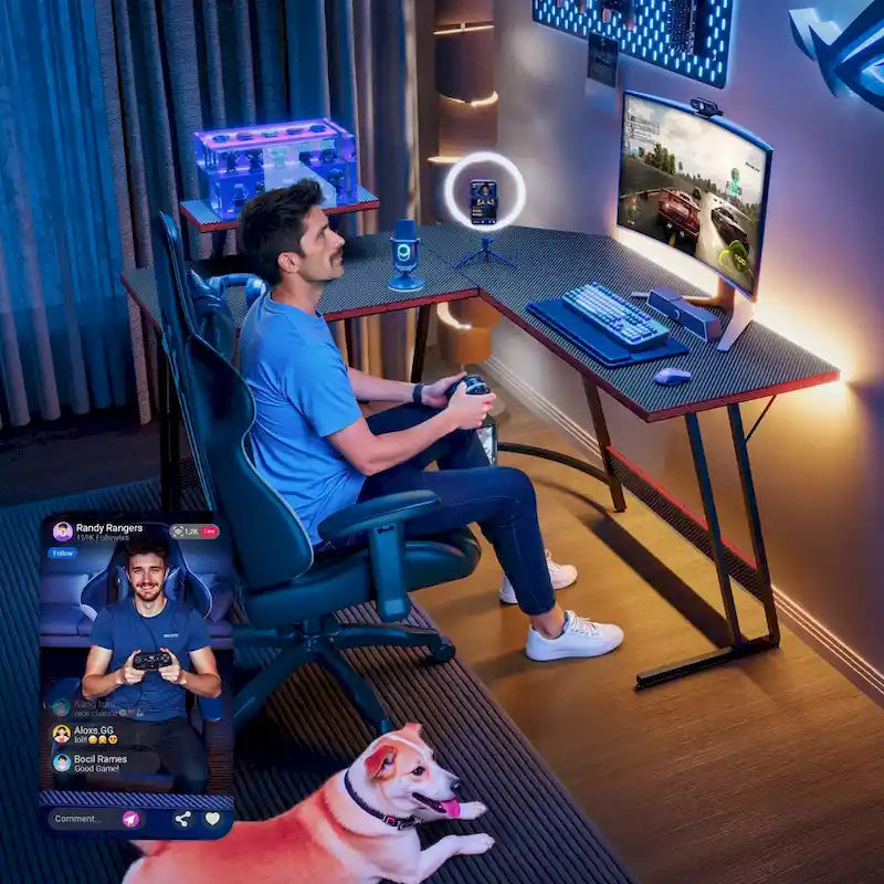 Bureau d'angle Homall en forme de L pour ordinateur, bureau d'écriture