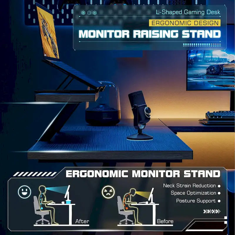 Bureau d'angle Homall en forme de L pour ordinateur, bureau d'écriture