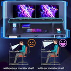 Bureau d'ordinateur double écran 55 pouces avec étagères réglables