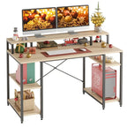 Bureau d'ordinateur double écran 55 pouces avec étagères réglables