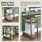 Bureau d'ordinateur double écran 55 pouces avec étagères réglables