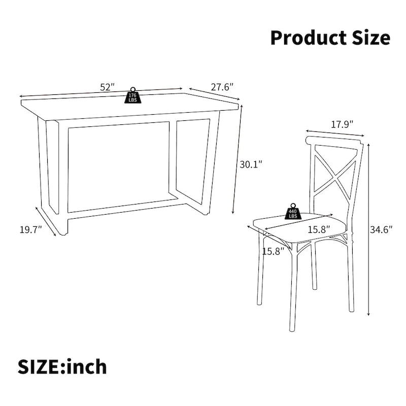 Ensemble de salle à manger 7 pièces - Ensemble de table et chaises de cuisine 7 pièces - Parfait pour la cuisine, le coin repas et le salon