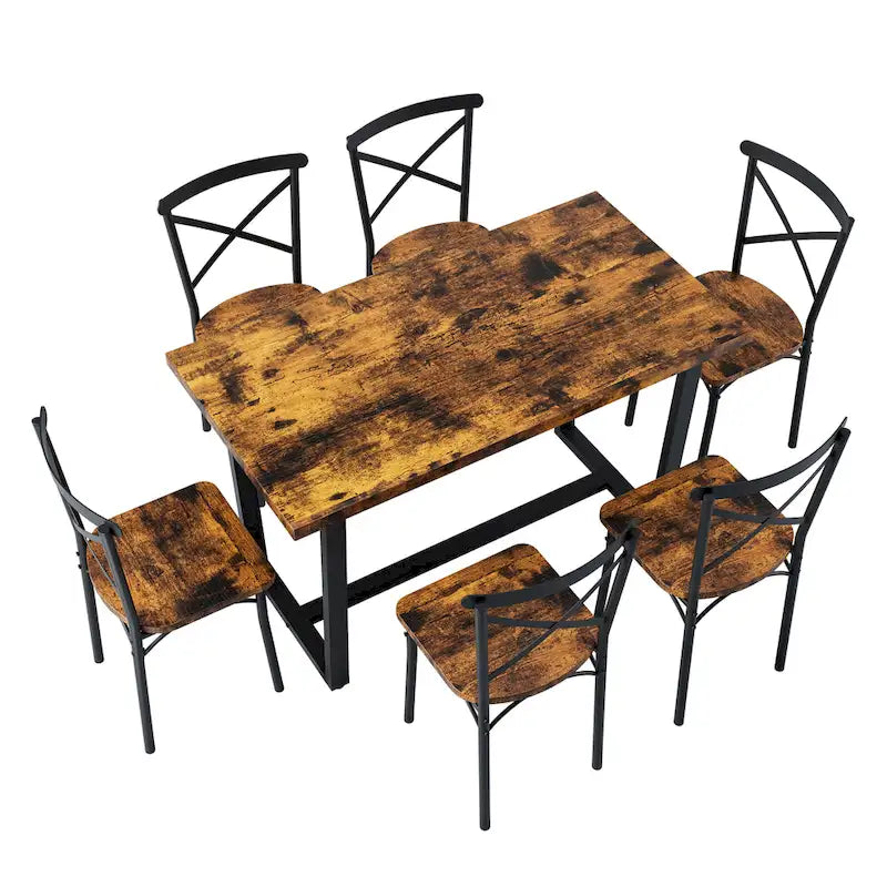 Ensemble de salle à manger 7 pièces - Ensemble de table et chaises de cuisine 7 pièces - Parfait pour la cuisine, le coin repas et le salon