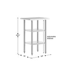 Table de travail et de préparation commerciale en acier inoxydable de calibre 18 certifiée NSF