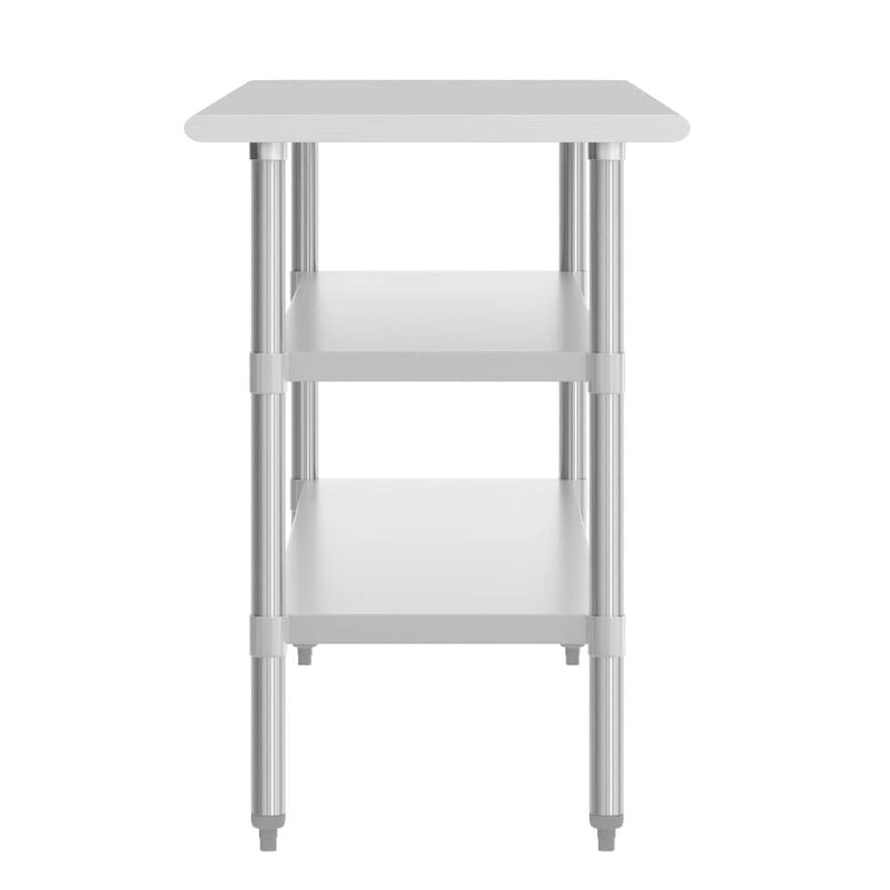 Table de travail et de préparation commerciale en acier inoxydable de calibre 18 certifiée NSF