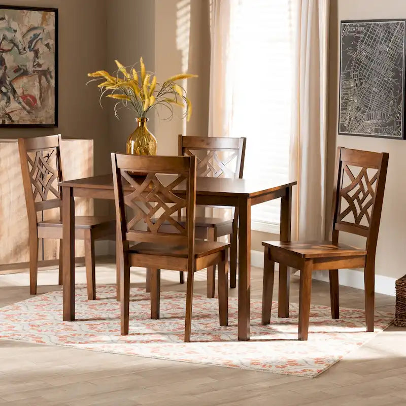 Ensemble de salle à manger Nicolette moderne et contemporain de style transitionnel, 5 pièces