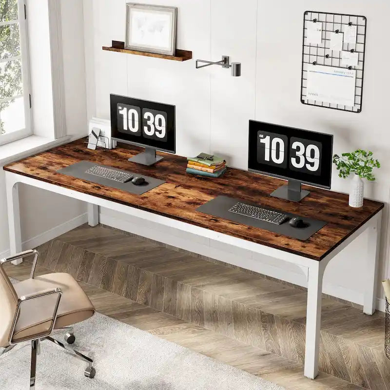 78.8 Extra Long 2 Person Computer Desk with Metal Legs for Home Office Bedroom