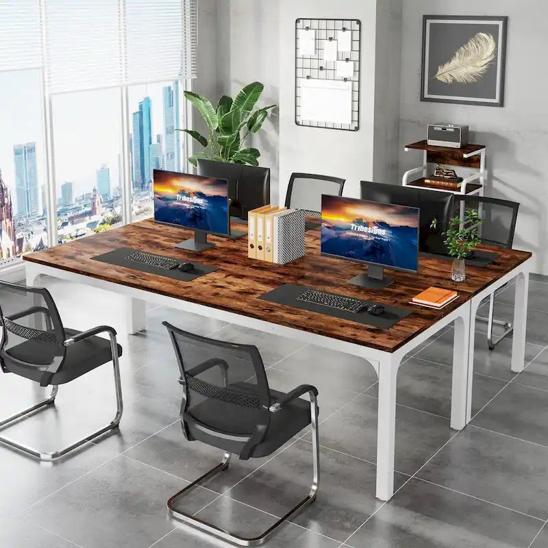 Bureau d'ordinateur extra long de 78,8 cm pour 2 personnes avec pieds en métal, idéal pour un bureau à domicile ou une chambre.