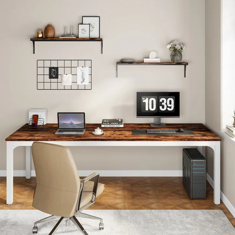 Bureau d'ordinateur extra long de 78,8 cm pour 2 personnes avec pieds en métal, idéal pour un bureau à domicile ou une chambre.