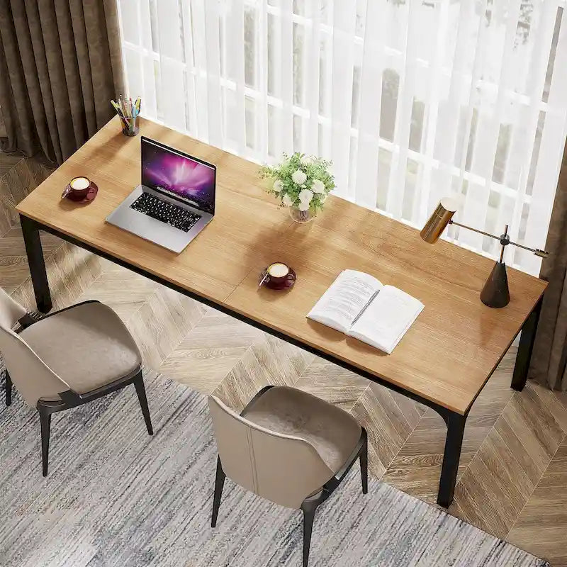 Bureau d'ordinateur extra long de 78,8 cm pour 2 personnes avec pieds en métal, idéal pour un bureau à domicile ou une chambre.