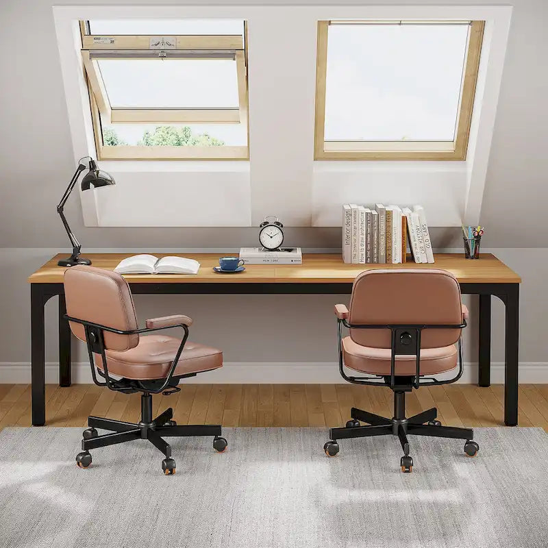 Bureau d'ordinateur extra long de 78,8 cm pour 2 personnes avec pieds en métal, idéal pour un bureau à domicile ou une chambre.