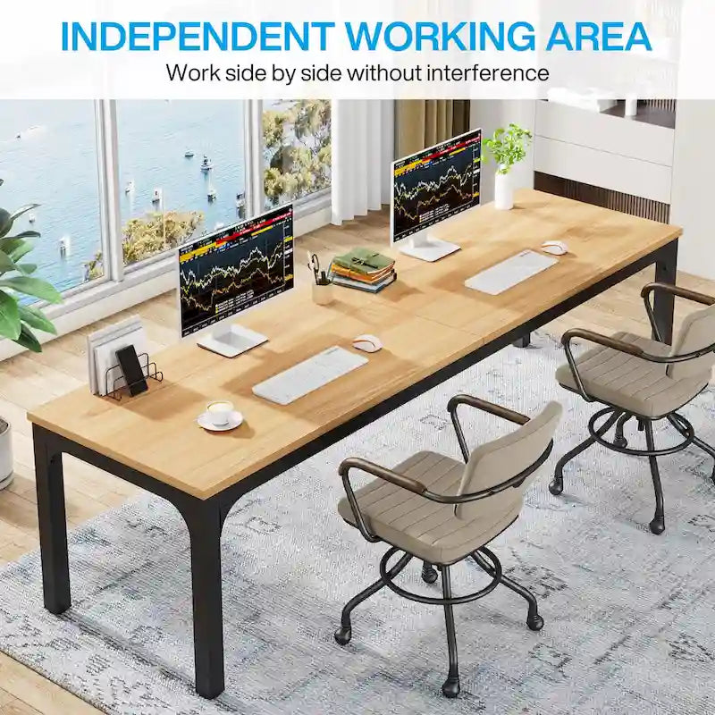 Bureau d'ordinateur extra long de 78,8 cm pour 2 personnes avec pieds en métal, idéal pour un bureau à domicile ou une chambre.