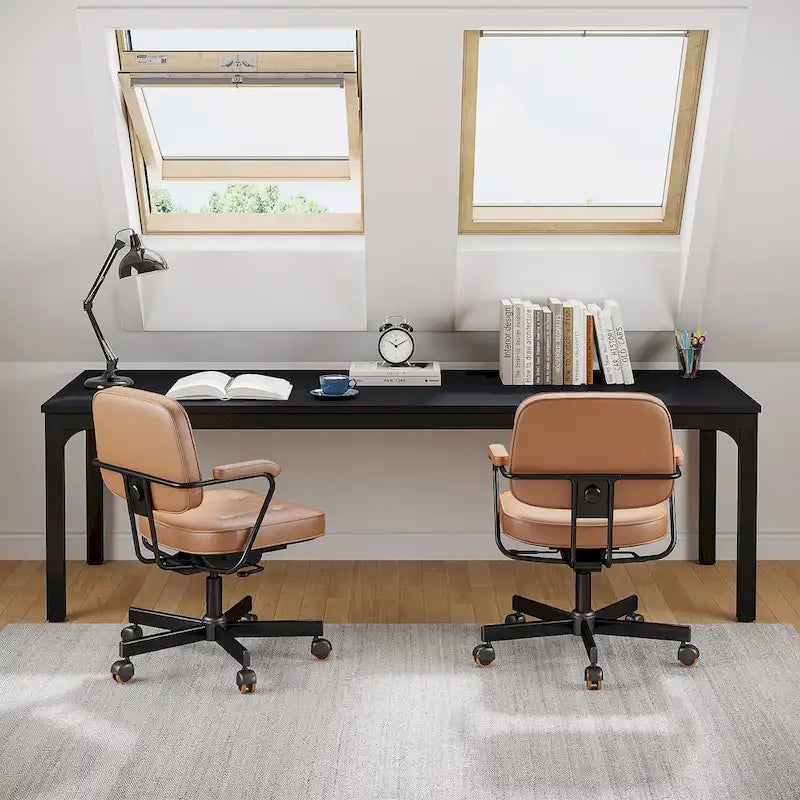 Bureau d'ordinateur extra long de 78,8 cm pour 2 personnes avec pieds en métal, idéal pour un bureau à domicile ou une chambre.