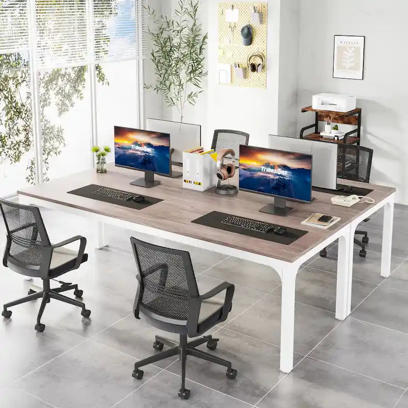 Bureau d'ordinateur extra long de 78,8 cm pour 2 personnes avec pieds en métal, idéal pour un bureau à domicile ou une chambre.