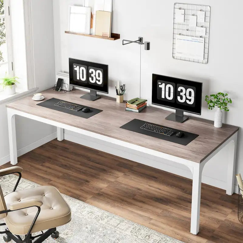 Bureau d'ordinateur extra long de 78,8 cm pour 2 personnes avec pieds en métal, idéal pour un bureau à domicile ou une chambre.
