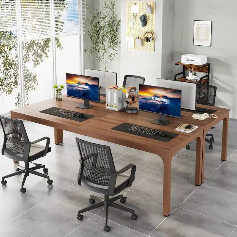 Bureau d'ordinateur extra long de 78,8 cm pour 2 personnes avec pieds en métal, idéal pour un bureau à domicile ou une chambre.