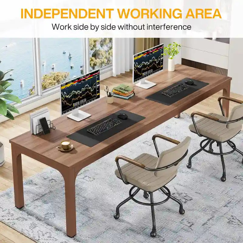 Bureau d'ordinateur extra long de 78,8 cm pour 2 personnes avec pieds en métal, idéal pour un bureau à domicile ou une chambre.