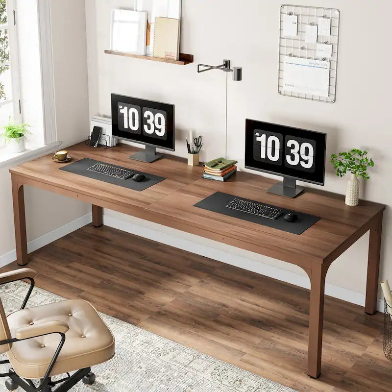 Bureau d'ordinateur extra long de 78,8 cm pour 2 personnes avec pieds en métal, idéal pour un bureau à domicile ou une chambre.