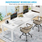 Bureau d'ordinateur extra long de 78,8 cm pour 2 personnes avec pieds en métal, idéal pour un bureau à domicile ou une chambre.