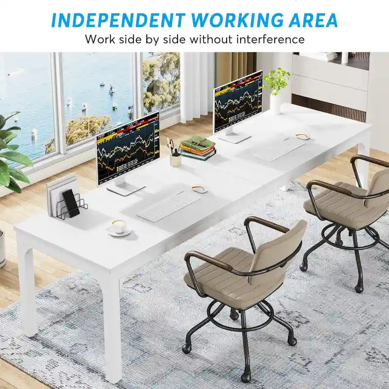 Bureau d'ordinateur extra long de 78,8 cm pour 2 personnes avec pieds en métal, idéal pour un bureau à domicile ou une chambre.