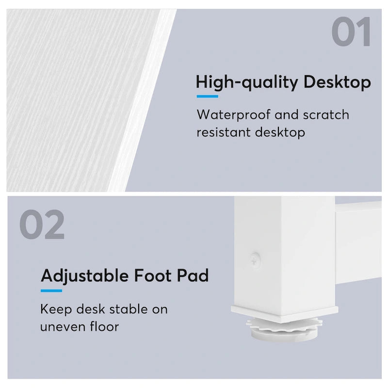 Bureau d'ordinateur extra long de 78,8 cm pour 2 personnes avec pieds en métal, idéal pour un bureau à domicile ou une chambre.