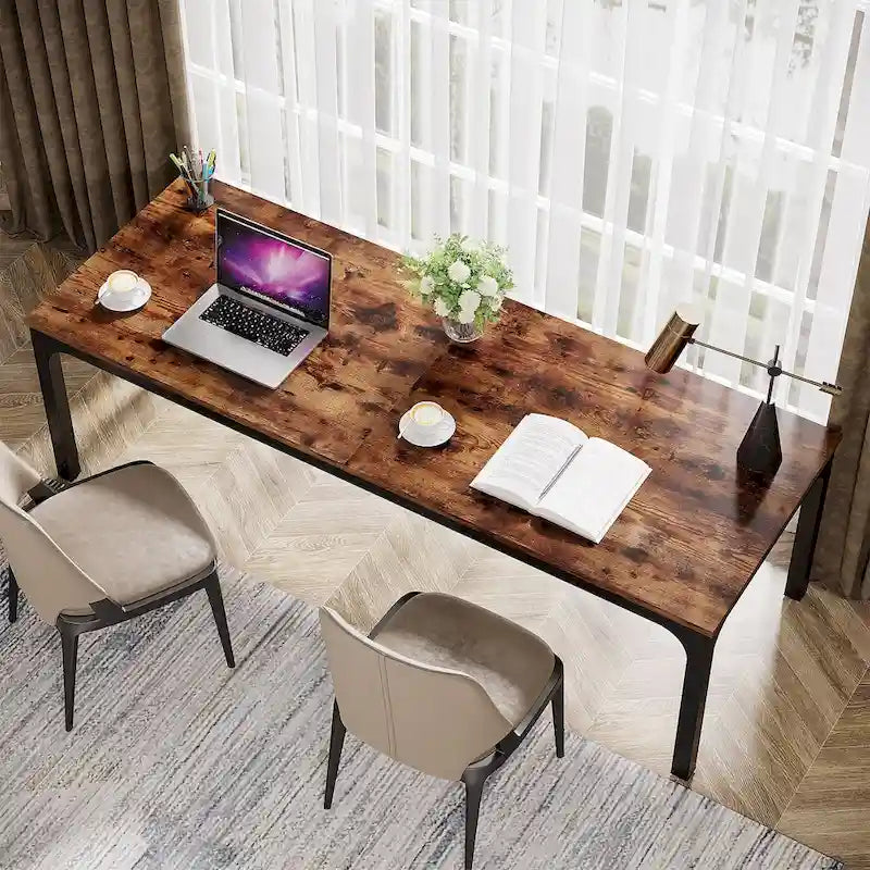 Bureau d'ordinateur extra long de 78,8 cm pour 2 personnes avec pieds en métal, idéal pour un bureau à domicile ou une chambre.
