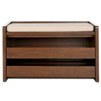 SAFAVIEH Banc de rangement pour chaussures Roseanna Chêne / Beige - 34 L x 18 P x 21 H - 34 L x 18 P x 21 H