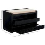 SAFAVIEH Banc de rangement pour chaussures Roseanna Chêne / Beige - 34 L x 18 P x 21 H - 34 L x 18 P x 21 H