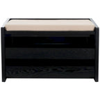 SAFAVIEH Banc de rangement pour chaussures Roseanna Chêne / Beige - 34 L x 18 P x 21 H - 34 L x 18 P x 21 H